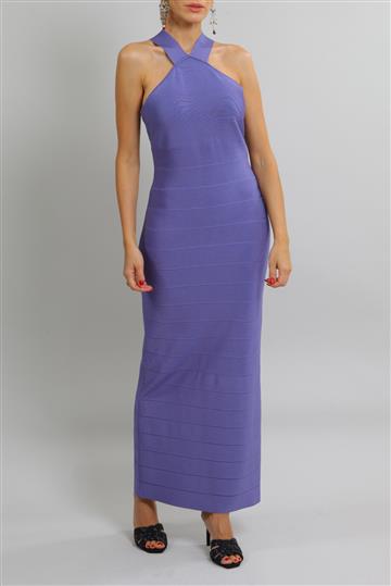 Vestido Herve Leger Longo Frente Única Lilás