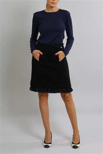 Saia Chanel Veludo com Lurex Preto