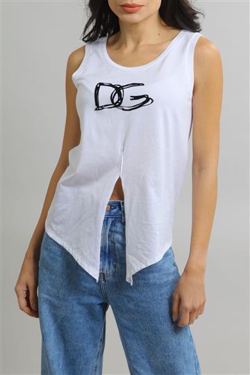 Regata Dolce & Gabbana Monograma Aveludado Branca