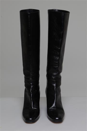 Bota Christian Dior Couro Cano Alto Preto