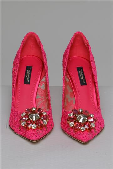 Sapato Dolce & Gabbana Scarpin Renda e Pedrarias Rosa