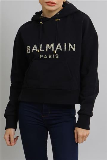 Casaco Balmain Moleton Logo Preto