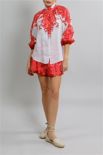 Conjunto Zimmermann Linho Arabescos Rosa