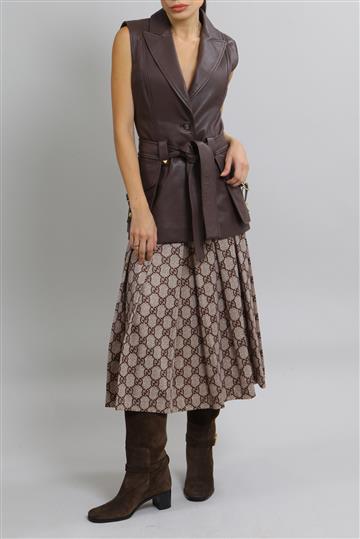 Colete Alberta Ferretti Couro Marrom