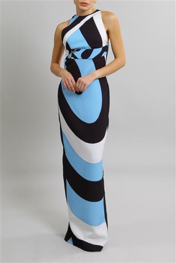 Vestido Emilio Pucci Longo Decote Costas Azul