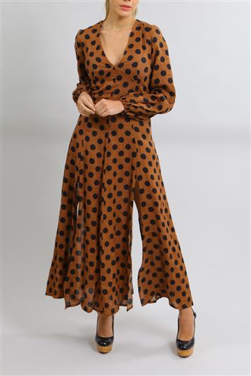 Vestido Zimmermann Longo Linho com Poá Marrom