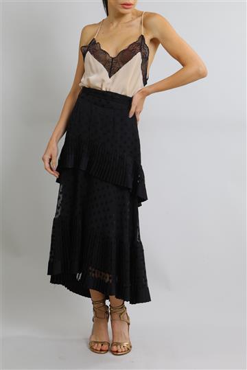Saia Zimmermann Midi de Seda com Plissado Preto