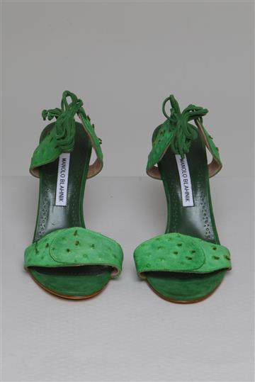 Sandália Manolo Blahnik Avestruz Verde