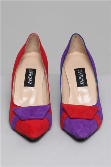 Sapato Achados da New Scarpin Camurça Figini Bicolor Vermelho