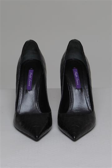 Sapato Ralph Lauren Scarpin Couro Prensado Preto