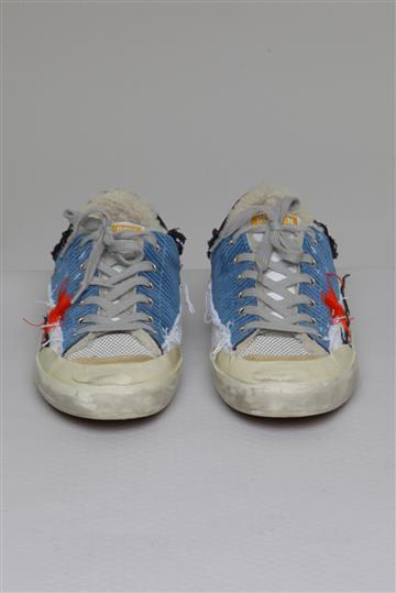 Tênis Golden Goose Jeans Palmilha Extra Pele Colorido