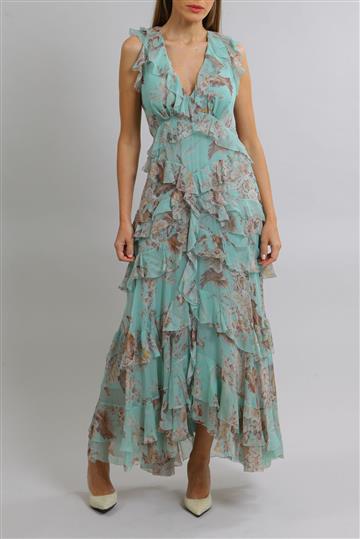 Vestido Zimmermann Seda Floral Verde