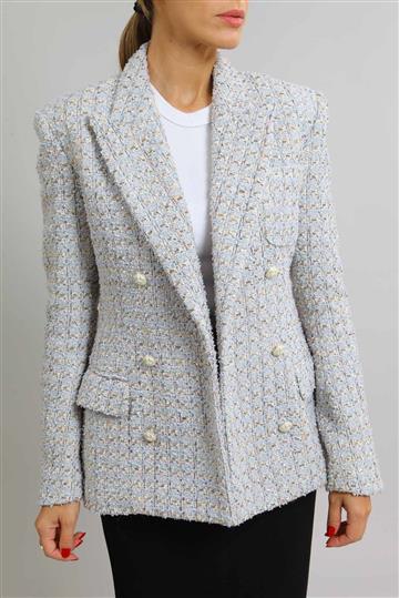 Blazer Achados da New Blazer Bouclè Azul