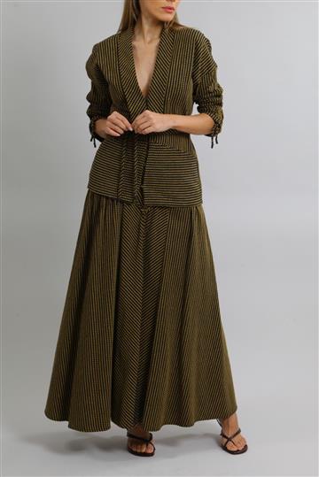 Conjunto Sophia Hegg Saia e Jaqueta Texturizados Bicolor