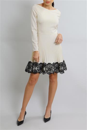 Vestido Valentino Malha e Renda Off-White