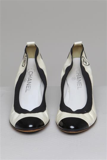 Sapato Chanel Scarpin Elástico Bicolor