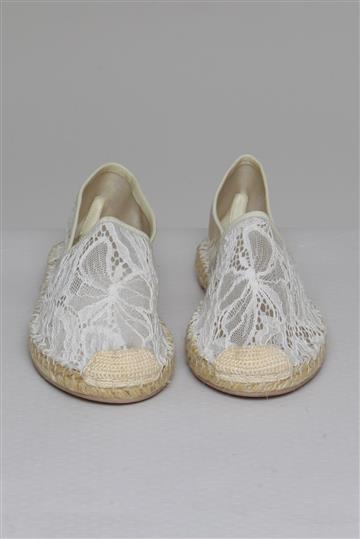 Flat Valentino Spadrilhe Renda Off-White