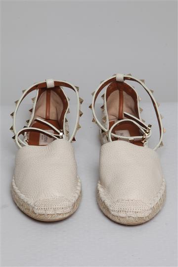 Flat Valentino Spadrilhe Spikes Bege