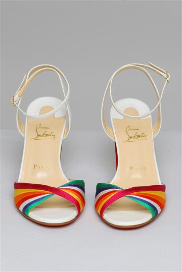 Sandália Christian Louboutin Salto Bloco Espelhado Colorido