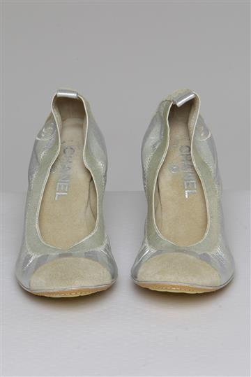 Sapato Chanel Scarpin Elástico Metalizado