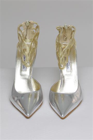 Sapato Oscar de la Renta Scarpin Metalizado Bicolor