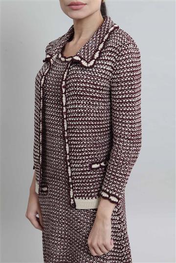 Conjunto Christian Dior Vestido e Casaqueto Tricô Marrom