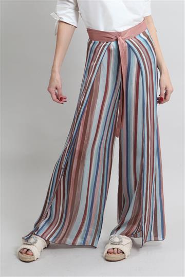 Calça Loro Piana Pareô de Seda Listrado