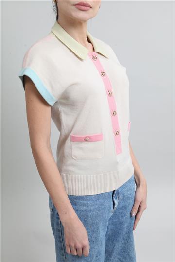 Blusa Chanel Polo Cashmere Pastel Creme