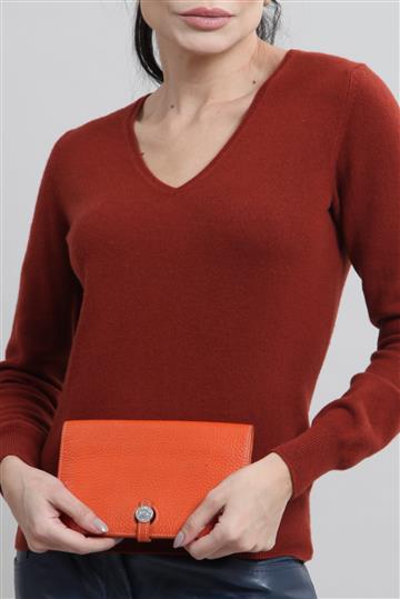 Carteira Hermès Longa Porta Passaporte Laranja