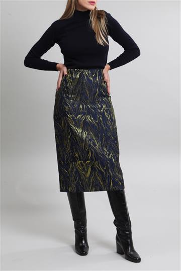 Saia D-Gaia Jacquard Brocado Azul