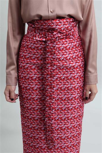 Saia D-Gaia Lápis Jacquard Geométrica Vermelho