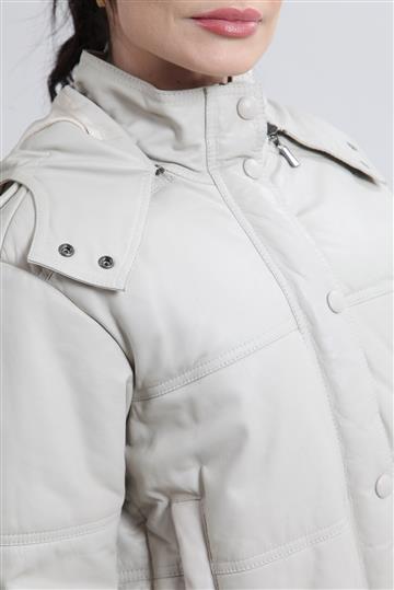 Jaqueta Cruise Couro Cropped Off-White