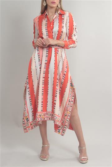 Vestido Emilio Pucci Seda Chemisier Laranja