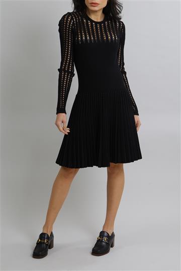Vestido Alaia Godê Ponto Ajour Preto