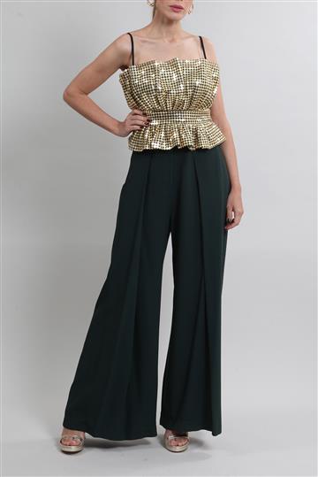 Top Framed Peplum Paetês Dourado