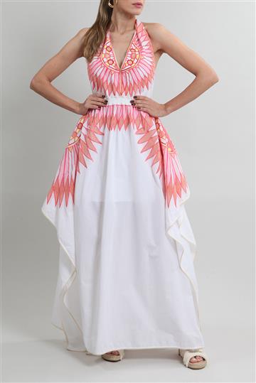 Vestido Emilio Pucci Longo Algodão Bordado Branco