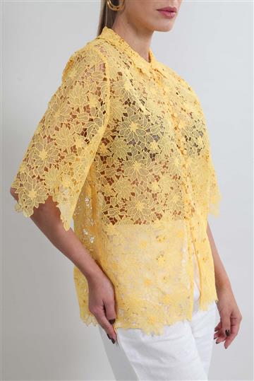 Camisa Paula Raia Rendada Amarela