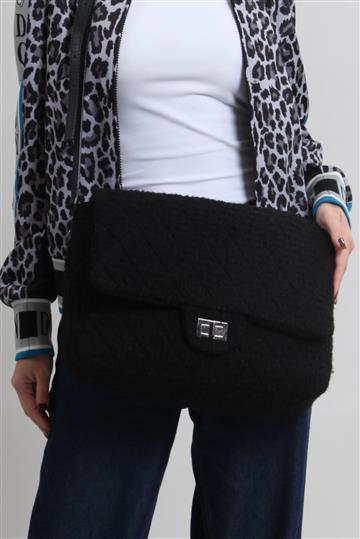 Bolsa Chanel Tweed Reissue Messenger Preta