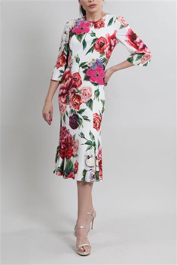 Vestido Dolce & Gabbana Floral Aplicação Bordados Colorido