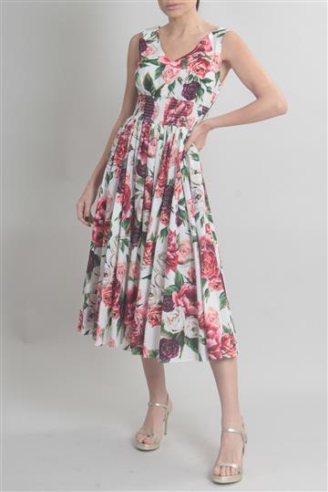 Vestido Dolce & Gabbana Floral Godê Colorido