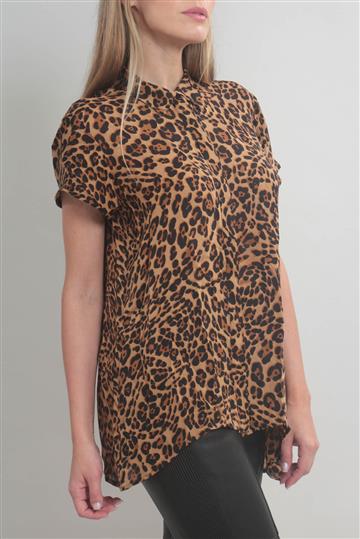 Camisa Gucci Animal Print Seda Marrom