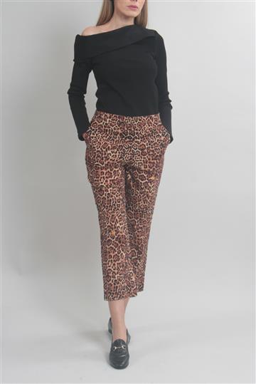 Calça Cris Barros Algodão Animal Print Marrom