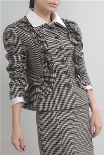 Blazer Valentino Lã Peid de Poule Bicolor