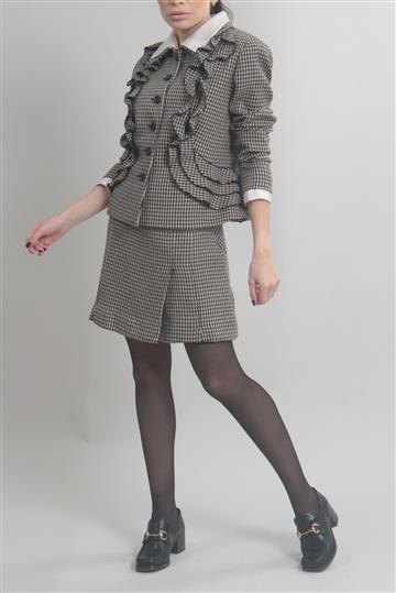 Saia Valentino Lã Peid de Poule Bicolor