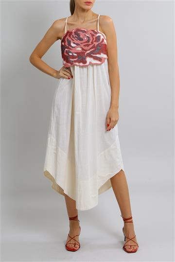 Vestido A. Niemeyer Linho Ponto Cruz Off-White