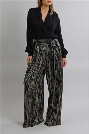 Calça A. Niemeyer Pantalona Seda e Lurex AN PM Preto