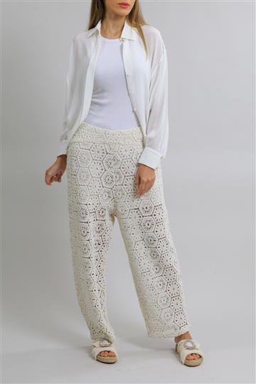 Calça A. Niemeyer Crochê Artesanal Off-White