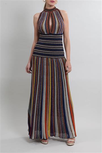 Vestido Missoni Tricô Lurex Colorido