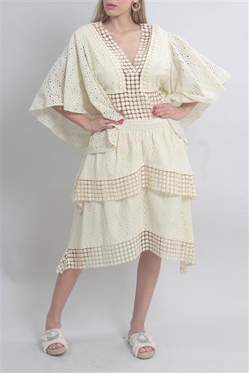 Conjunto Paula Raia Body e Saia texturizada Creme