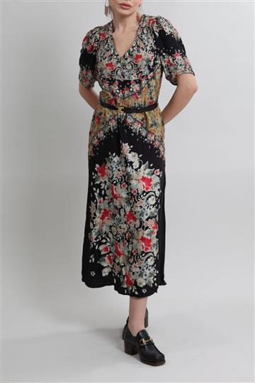 Vestido Cris Barros Estampado Floral Preto